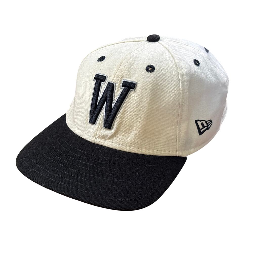 Vtg 90s New Era UW Washington Huskies cream black 7 1/2 low profile hat cap USA